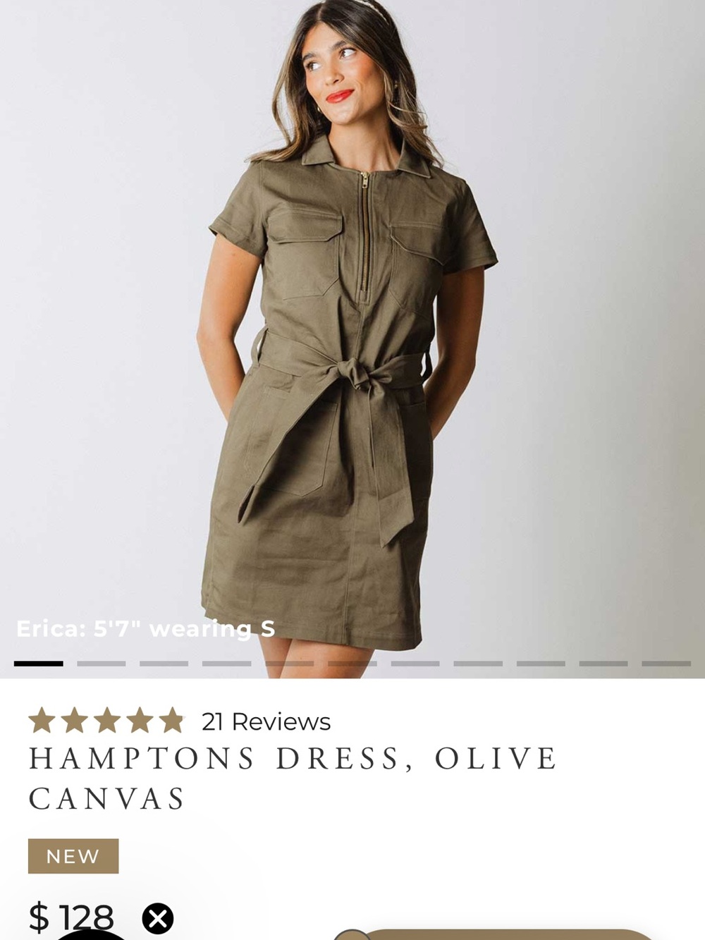 Albion Hamptons Olive Canvas Dress Size S Tall